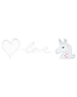 Set of 3 Neon LED Wall Signs Pink SUSIE