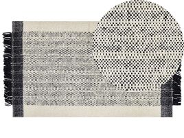 Wool Area Rug 80x150cm Black and White