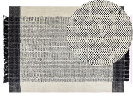 Wool Area Rug 140x200cm Black and White