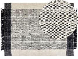 Wool Area Rug 160x230cm Black and White