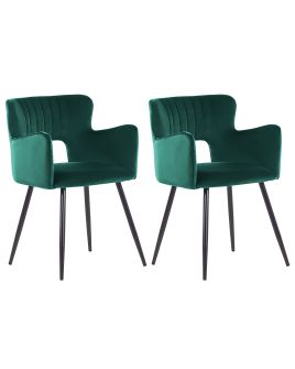 Set of 2 Velvet Dining Chairs Emerald Green SANILAC