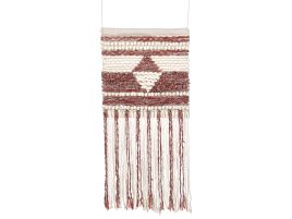 Wool Wall Hanging with Tassels Red and Beige SAIF