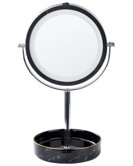 Lighted Makeup Mirror 26cm Silver and Black