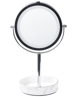 Lighted Makeup Mirror 26cm Silver and White