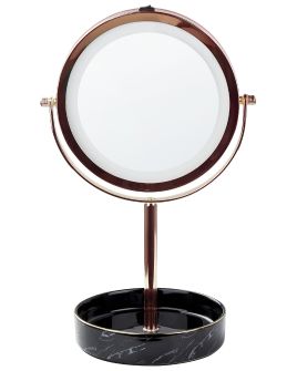 Lighted Makeup Mirror 26cm Rose Gold and Black