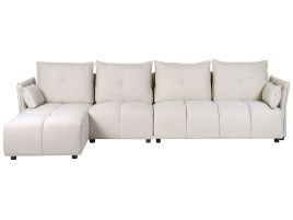 Right Hand Fabric Corner Sofa Beige TOMRA