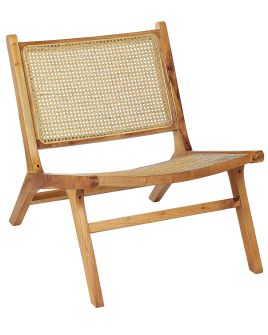Wooden Chair with Rattan Braid Light Wood MIDDLETOWN