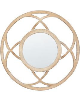 Round Wall Mirror 60cm Light Wood