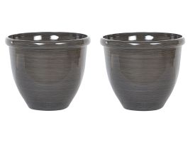 Set of 2 Plant Pots âŒ€ 40 cm Brown TESALIA