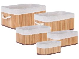 Set of 5 Bamboo Baskets Light Wood TALPE