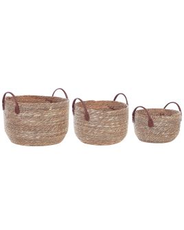 Set of 3 Seagrass Baskets Natural