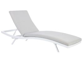 Fabric Reclining Sun Lounger Light Grey AMELIA