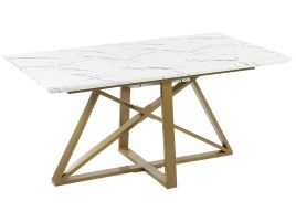 Extending Dining Table 160/200 x 90 cm Marble Effect with Gold MAXIMUS