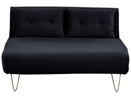 2 Seater Velvet Sofa Bed Black VESTFOLD