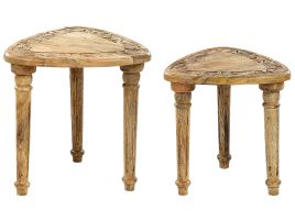 Set of 2 Mango Wood Side Tables Light SAORA