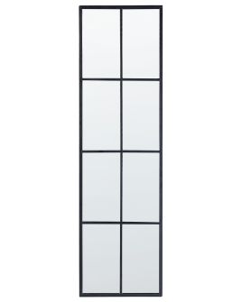 Metal Window Wall Mirror 38x132cm Black