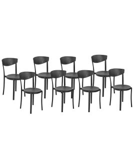 Set of 8 Dining Chairs Black VIESTE