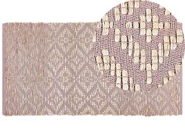 Cotton Area Rug 80x150cm Beige and Pink