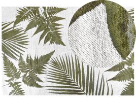 Cotton Area Rug Leaves Motif 200x300cm Green
