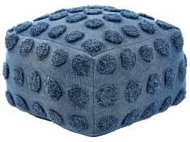 Cotton Pouffe 50 x 50 x 35 cm Blue VISHVI