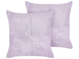 Set of 2 Corduroy Cushions 43x43cm Violet