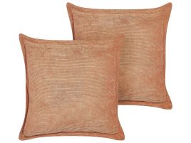 Set of 2 Corduroy Cushions 43x43cm Orange