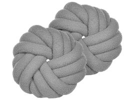 Set of 2 Boucle Knot Cushions 31x31cm Grey