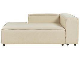 Right Hand Linen Chaise Lounge Beige APRICA