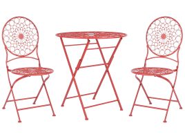 Metal Garden Bistro Set Red SCARIO