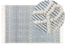 Wool Area Rug 160x230cm Blue