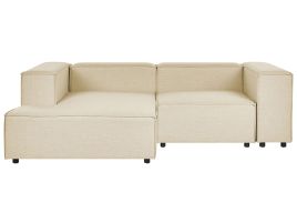 Right Hand 2 Seater Modular Linen Corner Sofa Beige APRICA