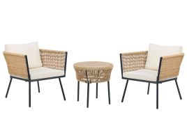 PE Rattan Bistro Set Natural with White GARGANO