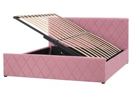 Velvet EU King Size Ottoman Bed Pink ROCHEFORT