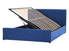 Velvet EU Double Size Ottoman Bed Blue ROCHEFORT