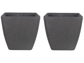Set of 2 Plant Pots 42 x 42 x 42 cm Grey ZELI