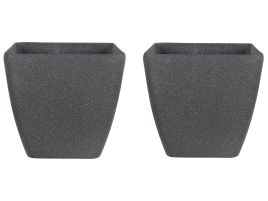 Set of 2 Plant Pots 34 x 34 x 34 cm Grey ZELI