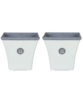 Set of 2 Plant Pots 37 x 37 x 35 cm White ELATEIA