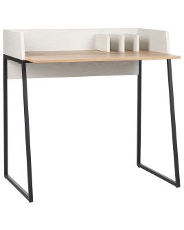 Home Office Desk 90 x 60 cm Light Wood and White ANAH