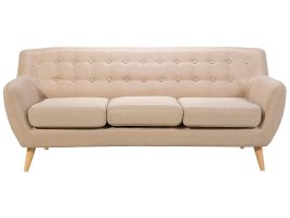 3 Seater Fabric Sofa Beige MOTALA