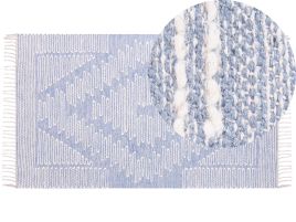 Cotton Area Rug 80x150cm Blue and White