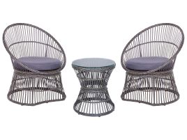 PE Rattan Bistro Set Taupe MESYNA