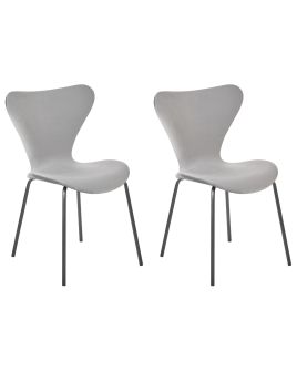 Set of 2 Velvet Dining Chairs Light Grey and Black BOONVILLE
