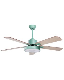 Ceiling Fan with Light Green and Light Wood HOBBLE