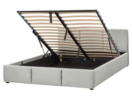 Velvet EU King Size Ottoman Bed Light Grey BOUSSE