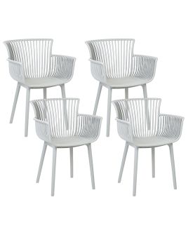 Set of 4 Plastic Dining Chairs Light Grey PESARO