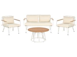 4 Seater Garden Sofa Set White and Beige MONTESILVANO