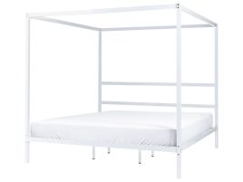 Metal EU Super King Size Canopy Bed White LESTARDS