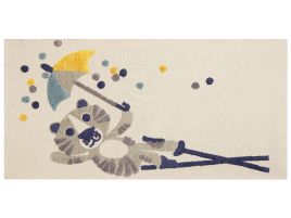 Cotton Kids Rug Animal Print 80x150cm Beige