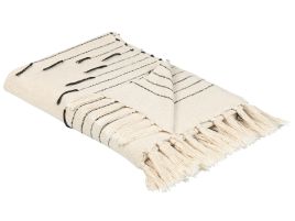 Cotton Blanket 130 x 170 cm Light Beige and Black ULUYOL