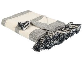 Cotton Blanket 130 x 170 cm Beige and Grey CAYIR